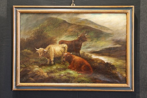 Antico dipinto olio - , tela